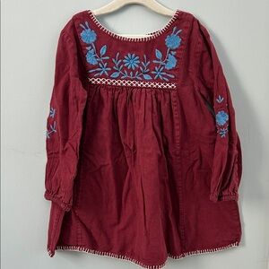 Embroidered Maroon Kids Casual Dress